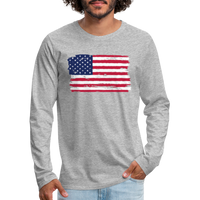 American Flag  - Long Sleeve - heather gray