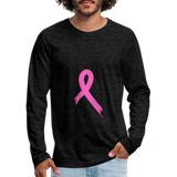 Cancer Pink Ribbon Premium Long Sleeve T-Shirt - charcoal grey