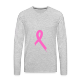 Cancer Pink Ribbon Tee (Survivor on Back) Premium Long Sleeve T-Shirt - heather gray