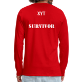 Cancer Pink Ribbon Tee (Survivor on Back) Premium Long Sleeve T-Shirt - red
