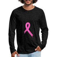 Cancer Pink Ribbon Tee (Survivor on Back) Premium Long Sleeve T-Shirt - charcoal grey