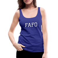FAFO  Premium Woman's Tank (White) - royal blue