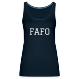 FAFO  Premium Woman's Tank (White) - deep navy