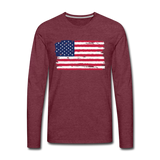 American Flag  - Long Sleeve - heather burgundy