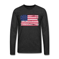 American Flag  - Long Sleeve - charcoal grey