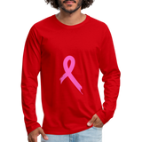 Cancer Pink Ribbon Premium Long Sleeve T-Shirt - red