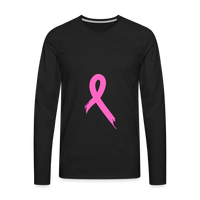 Cancer Pink Ribbon Tee (Survivor on Back) Premium Long Sleeve T-Shirt - black