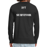 Cancer Pink Ribbon Tee (Survivor on Back) Premium Long Sleeve T-Shirt - black