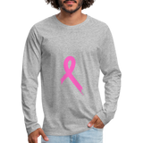 Cancer Pink Ribbon Tee (Survivor on Back) Premium Long Sleeve T-Shirt - heather gray