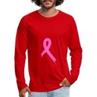 Cancer Pink Ribbon Tee (Survivor on Back) Premium Long Sleeve T-Shirt - red