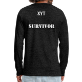 Cancer Pink Ribbon Tee (Survivor on Back) Premium Long Sleeve T-Shirt - charcoal grey
