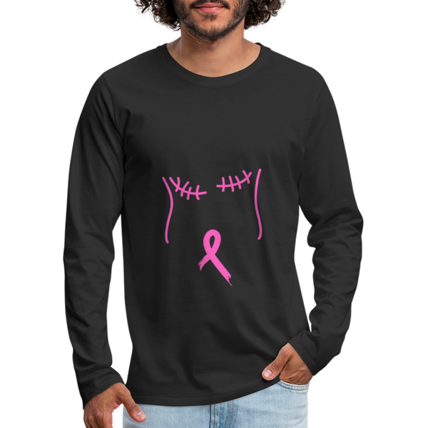 Breast Cancer Tee (Survivor on Back) Premium Long Sleeve T-Shirt - black