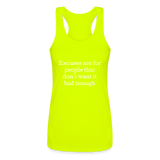 No Excuses Women’s Tri-Blend Racerback Tank - neon yellow